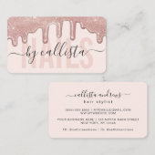 バラ金ゴールドグリッター駆動タイポグラフィネイルアーティスト 名刺 (正面/裏面)