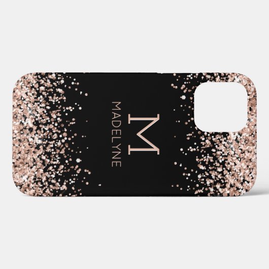バラ金ゴールドグリッター黒パーソナライズされた名 Case-Mate iPhoneケース (裏面 (横))