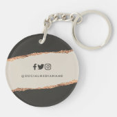 バラ金ゴールドグリッター黒モダン予算 キーホルダー (裏面)