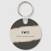 バラ金ゴールドグリッター黒モダン予算 キーホルダー (裏面)