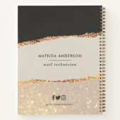 バラ金ゴールドグリッター黒モダン予算 ノートブック (裏面)