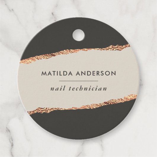 バラ金ゴールドグリッター黒モダン予算 フェイバータグ (正面)