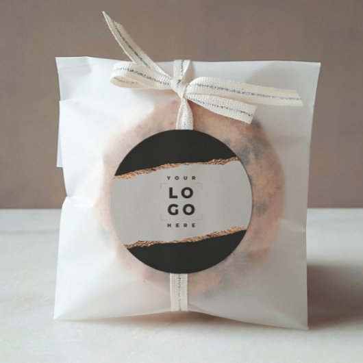 バラ金ゴールドグリッター黒モダン予算 ラウンドシール