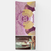 バラ金ゴールドグリッター100誕生日&バルーン 横断幕 (縦)