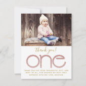 バラ金ゴールドグリッター1st誕生日サンキューカード 招待状 (正面)