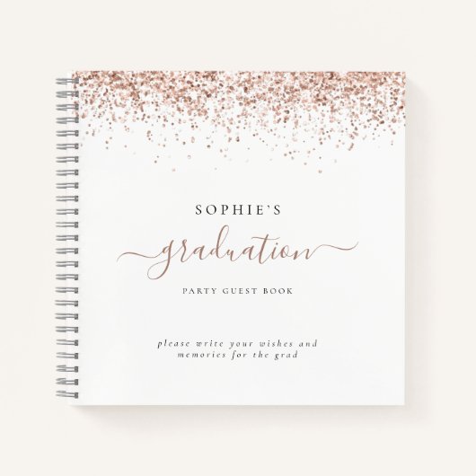 バラ金ゴールドグリッター2024卒業パーティーゲストブック ノートブック (正面)