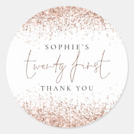 バラ金ゴールドグリッター21番目の誕生日ありがとう ラウンドシール