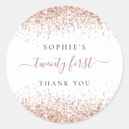 バラ金ゴールドグリッター21番目の誕生日ありがとう ラウンドシール