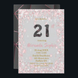 バラ金ゴールドグリッター21st誕生日招待状<br><div class="desc">あなたはこのバラ金ゴールドグリッター質感が大好きだ。背面には黒とバラ金ゴールドの幾何学的パターン。21は裏地から作られる。21素晴らし歳の誕生日パーティー!</div>