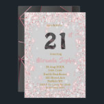 バラ金ゴールドグリッター21st誕生日招待状<br><div class="desc">あなたはこのバラ金ゴールドグリッター質感が大好きだ。背面には黒とバラ金ゴールドの幾何学的パターン。21は裏地から作られる。21素晴らし歳の誕生日パーティー!</div>