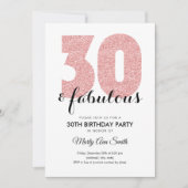 バラ金ゴールドグリッター30と素晴らしい誕生日パーティー 招待状 (正面)
