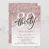 バラ金ゴールドグリッター30th誕生日パーティの招待状 招待状 (正面/裏面)