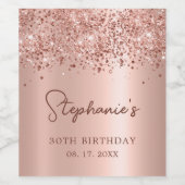 バラ金ゴールドグリッター30th誕生日モノグラムスクリプト ワインラベル (シングルラベル)