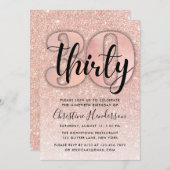 バラ金ゴールドグリッター30th誕生日招待状 招待状 (正面/裏面)