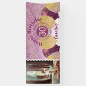 バラ金ゴールドグリッター30th Birthday & Balloons 横断幕 (縦)