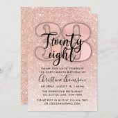 バラ金ゴールドグリッター38番目の誕生日招待状 招待状 (正面/裏面)