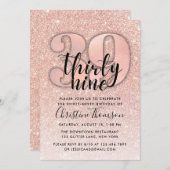 バラ金ゴールドグリッター39番目の誕生日招待状 招待状 (正面/裏面)