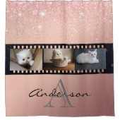 バラ金ゴールドグリッター3 Photo Film Strip Collage シャワーカーテン (正面)
