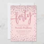 バラ金ゴールドグリッター40th誕生日 招待状 (正面)