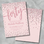 バラ金ゴールドグリッター40th誕生日 招待状<br><div class="desc">スタイルで特別なマイルストーンをマークするのに最適なシックで祝賀的な40歳の誕生日パーティの招待状を導入。このエレガントデザインは、銀グリッター紙吹雪のミックスを特徴とし、おもしろいと祭りのtouchを追加。上部には「四十」が書道で目立って飾られはっきりした、忘れられないお祝いの音色を設定している。この文字は、スクリプトとシンプルフォントを白黒で組み合わせお洒落、赤面のピンクの背景に対して印象的なコントラストを作成する。こ与えこの招待はスタイリッシュ見て鮮やかいる。グリッターは背面に続き、デザイン全体に輝きの追加touchを追加。この招待は40年祝間の生活に最適でしゃれているある。フォントと背景の色はカスタマイズ、お使いのスタイルに合わせて調整できる。グリッターは箔もきらめくもフェイク無く、ご注意ください。バラ金ゴールドグリッター40th誕生日招待状赤面ピンク紙吹雪40歳のお祝いガーリー。印刷された招待状として、またはダウンロード可能なデジタル招待状として利用可能で、電子メールで送信するか、ローカルで印刷することができる！</div>