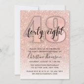 バラ金ゴールドグリッター48番目の誕生日招待状 招待状 (正面)