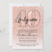 バラ金ゴールドグリッター49番目の誕生日招待状 招待状 (正面)