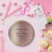 バラ金ゴールドグリッター50およびファブラス誕生日 ペーパープレート (パーティー)