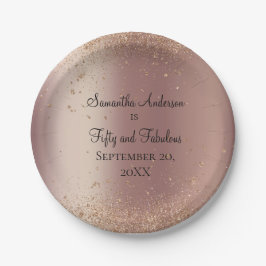 バラ金ゴールドグリッター50およびファブラス誕生日 ペーパープレート