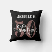 バラ金ゴールドグリッター50と素晴らしい誕生日オンブラック クッション (裏面)