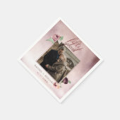 バラ金ゴールドグリッター50年結婚記念ピンク スタンダードカクテルナプキン (角)