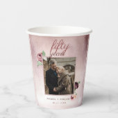 バラ金ゴールドグリッター50年結婚記念ピンク 紙コップ (裏面)