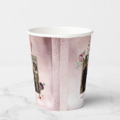 バラ金ゴールドグリッター50年結婚記念ピンク 紙コップ (右)