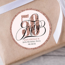 バラ金ゴールドグリッター50番目の誕生日タイポグラフィ