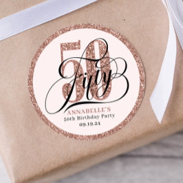 バラ金ゴールドグリッター50番目の誕生日タイポグラフィ ラウンドシール