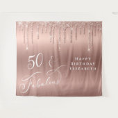 バラ金ゴールドグリッター50thバースデーパーティータペストリー タペストリー (正面(横))