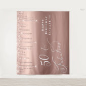 バラ金ゴールドグリッター50thバースデーパーティータペストリー タペストリー (正面)