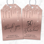 バラ金ゴールドグリッター50th誕生日パーティーありがとう ギフトタグ