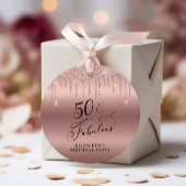 バラ金ゴールドグリッター50th誕生日パーティーありがとう フェイバータグ