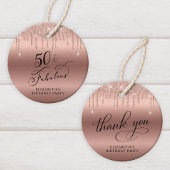 バラ金ゴールドグリッター50th誕生日パーティーありがとう フェイバータグ