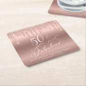 バラ金ゴールドグリッター50th誕生日パーティー スクエアペーパーコースター (アングル)