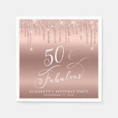 バラ金ゴールドグリッター50th誕生日パーティー スタンダードカクテルナプキン (正面)