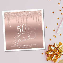 バラ金ゴールドグリッター50th誕生日パーティー スタンダードカクテルナプキン