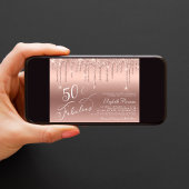 バラ金ゴールドグリッター50th誕生日パーティー 招待状