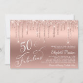 バラ金ゴールドグリッター50th誕生日パーティー 招待状 (正面)