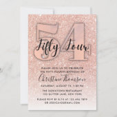 バラ金ゴールドグリッター54番目の誕生日招待状 招待状 (正面)