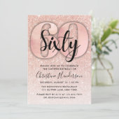 バラ金ゴールドグリッター60番目の誕生日招待状 招待状 (スタンド正面)