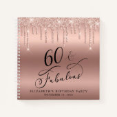 バラ金ゴールドグリッター60thバースデーパーティーゲストブック ノートブック (正面)