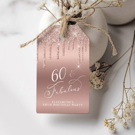 バラ金ゴールドグリッター60th誕生日パーティーありがとう ギフトタグ