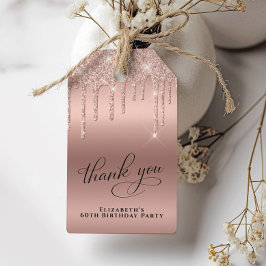 バラ金ゴールドグリッター60th誕生日パーティーありがとう ギフトタグ