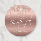 バラ金ゴールドグリッター60th誕生日パーティーありがとう フェイバータグ (正面)